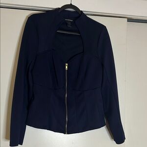 Ashley Stewart Dark Blue Blazer with Gold Zipper